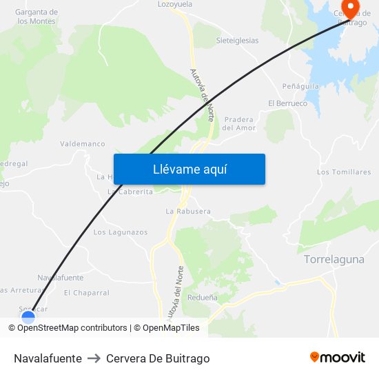 Navalafuente to Cervera De Buitrago map