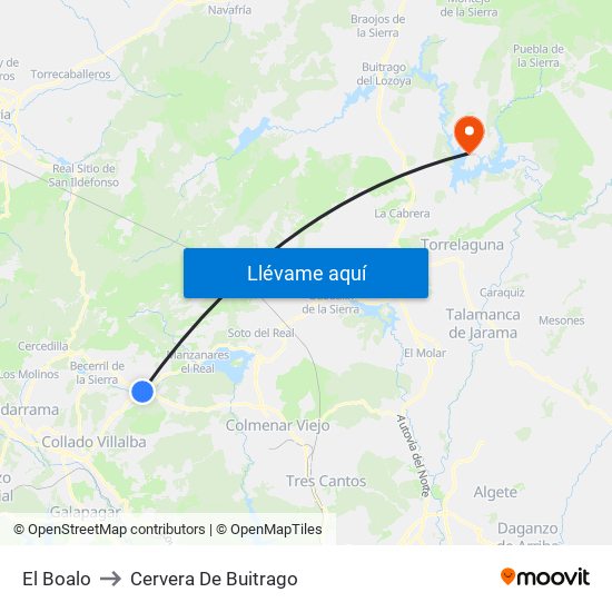 El Boalo to Cervera De Buitrago map