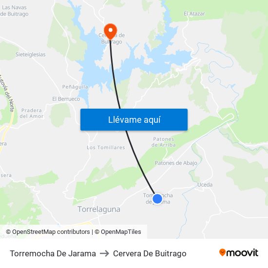 Torremocha De Jarama to Cervera De Buitrago map