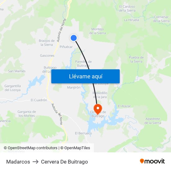 Madarcos to Cervera De Buitrago map