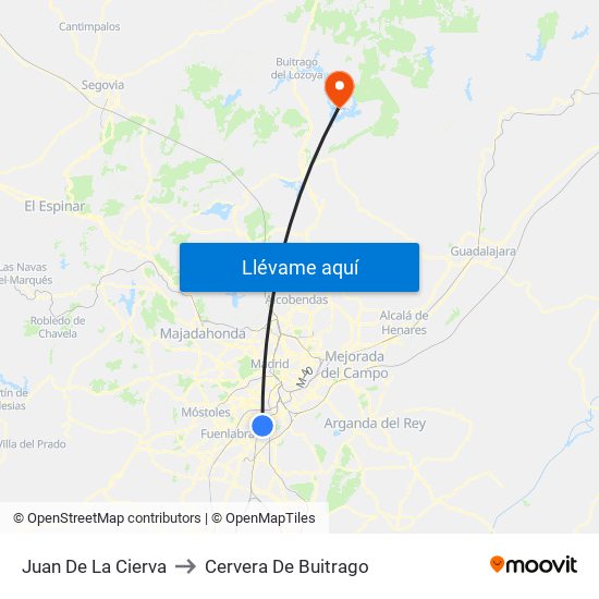 Juan De La Cierva to Cervera De Buitrago map