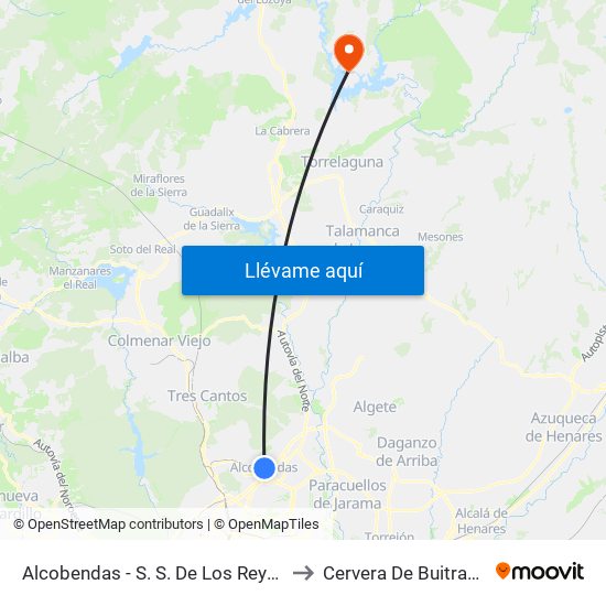 Alcobendas - S. S. De Los Reyes to Cervera De Buitrago map