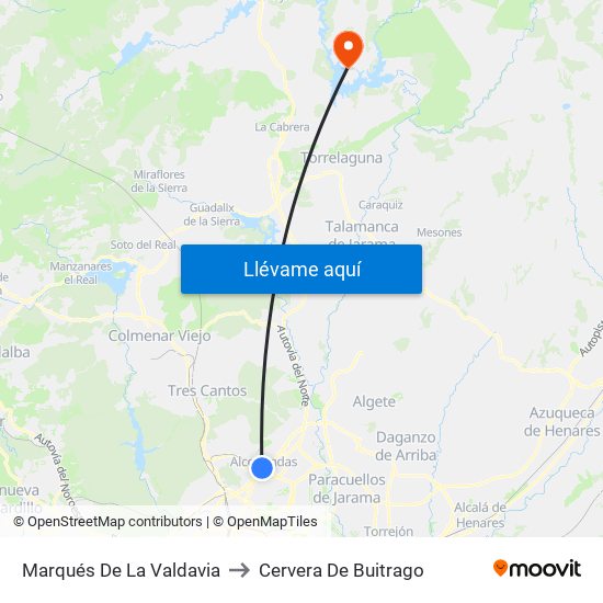 Marqués De La Valdavia to Cervera De Buitrago map