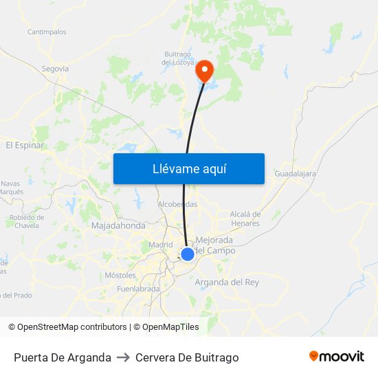 Puerta De Arganda to Cervera De Buitrago map