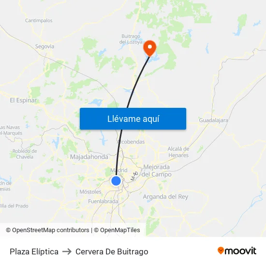 Plaza Elíptica to Cervera De Buitrago map