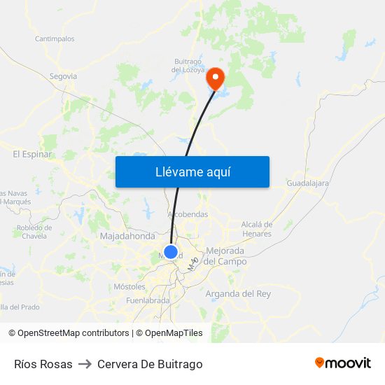 Ríos Rosas to Cervera De Buitrago map