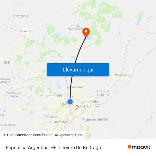 República Argentina to Cervera De Buitrago map