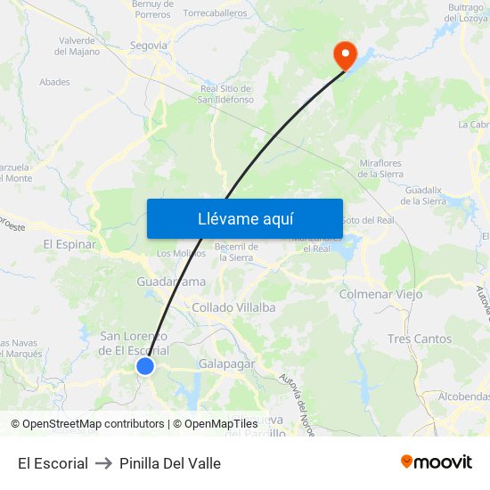 El Escorial to Pinilla Del Valle map