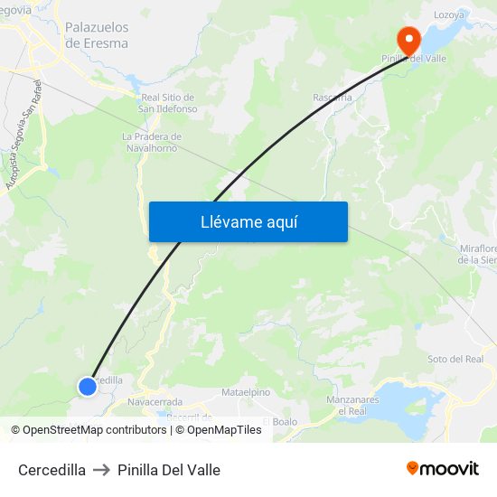Cercedilla to Pinilla Del Valle map
