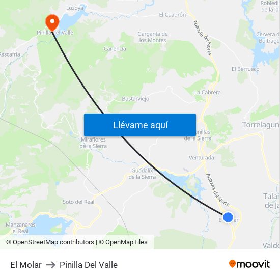 El Molar to Pinilla Del Valle map