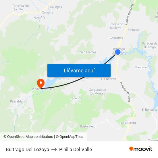 Buitrago Del Lozoya to Pinilla Del Valle map