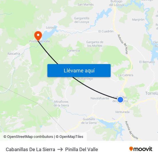 Cabanillas De La Sierra to Pinilla Del Valle map