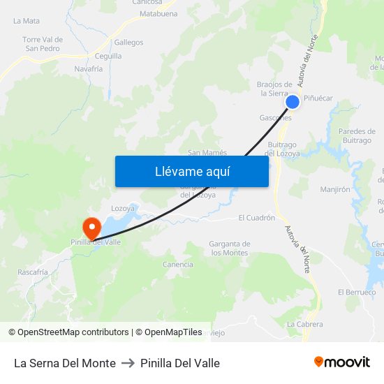 La Serna Del Monte to Pinilla Del Valle map