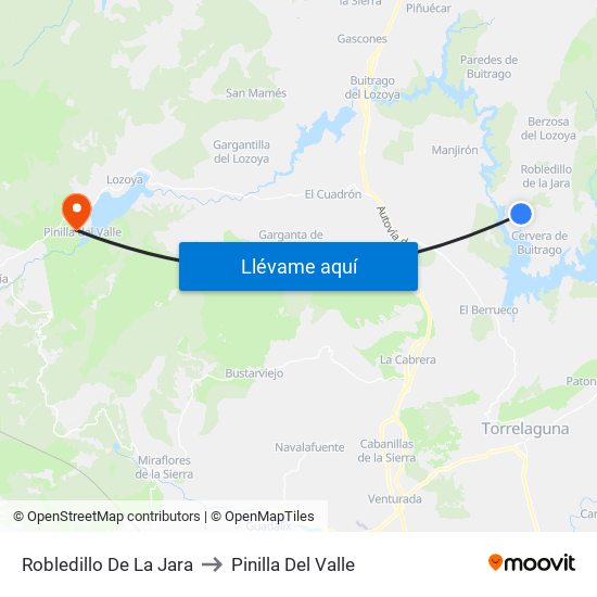 Robledillo De La Jara to Pinilla Del Valle map