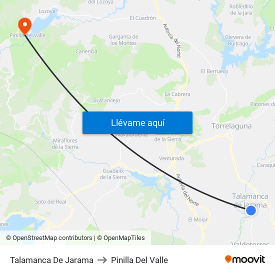 Talamanca De Jarama to Pinilla Del Valle map