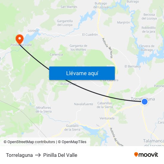 Torrelaguna to Pinilla Del Valle map
