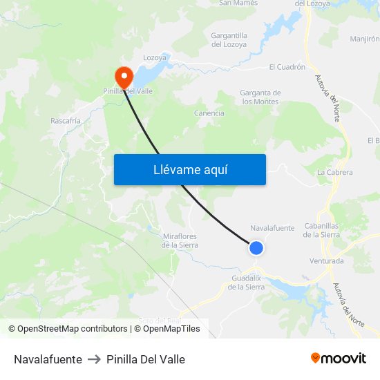 Navalafuente to Pinilla Del Valle map