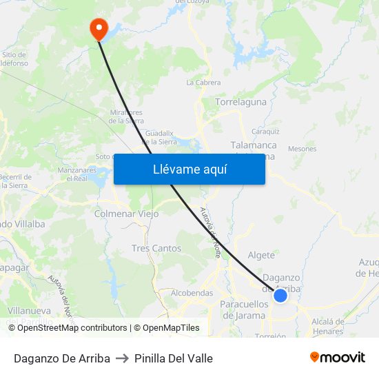 Daganzo De Arriba to Pinilla Del Valle map