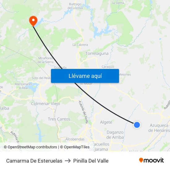 Camarma De Esteruelas to Pinilla Del Valle map