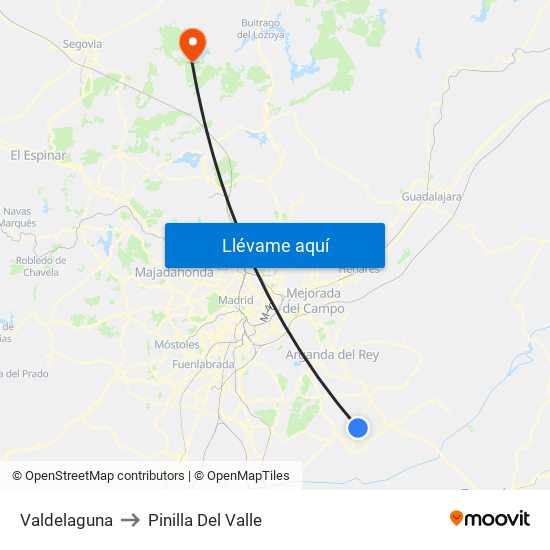 Valdelaguna to Pinilla Del Valle map