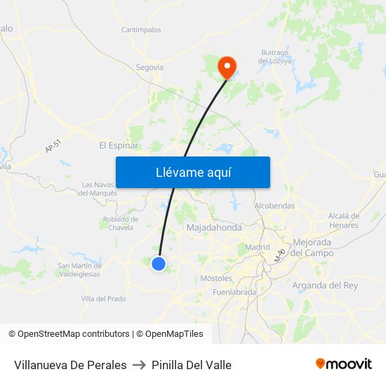 Villanueva De Perales to Pinilla Del Valle map
