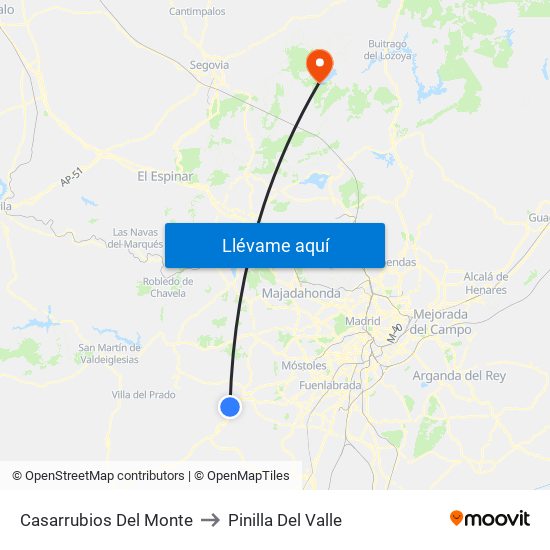 Casarrubios Del Monte to Pinilla Del Valle map