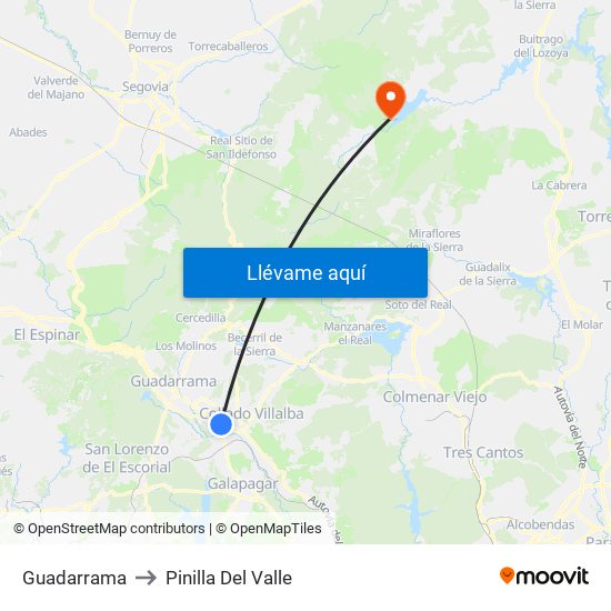Guadarrama to Pinilla Del Valle map