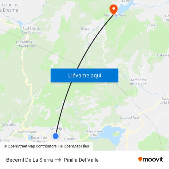 Becerril De La Sierra to Pinilla Del Valle map