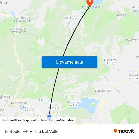 El Boalo to Pinilla Del Valle map