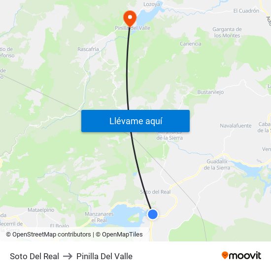 Soto Del Real to Pinilla Del Valle map