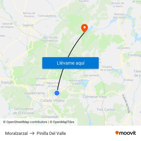 Moralzarzal to Pinilla Del Valle map