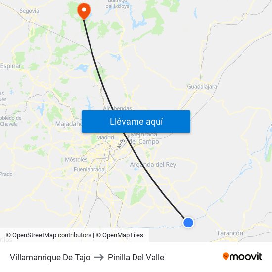 Villamanrique De Tajo to Pinilla Del Valle map
