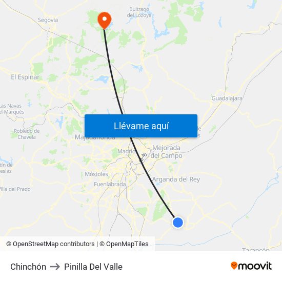 Chinchón to Pinilla Del Valle map