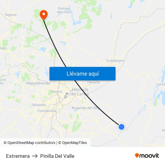Estremera to Pinilla Del Valle map