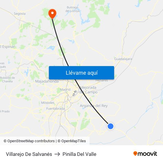 Villarejo De Salvanés to Pinilla Del Valle map