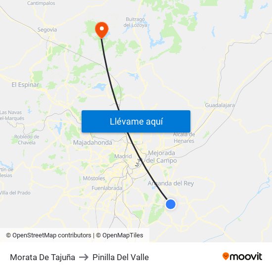 Morata De Tajuña to Pinilla Del Valle map