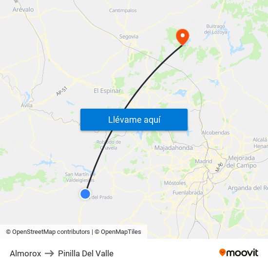 Almorox to Pinilla Del Valle map