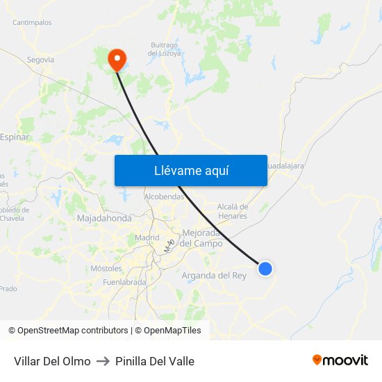 Villar Del Olmo to Pinilla Del Valle map