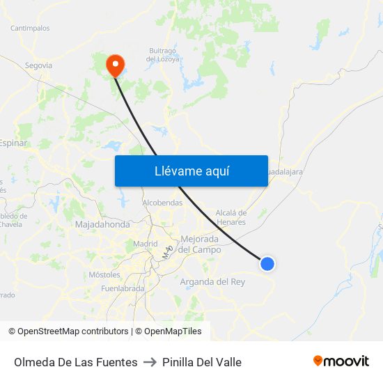 Olmeda De Las Fuentes to Pinilla Del Valle map