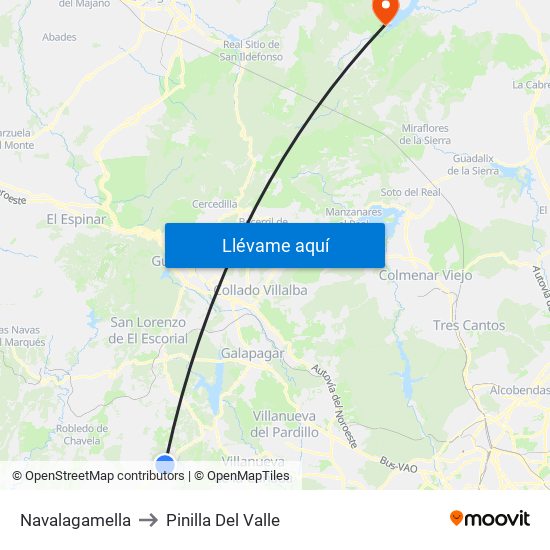Navalagamella to Pinilla Del Valle map