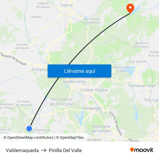 Valdemaqueda to Pinilla Del Valle map