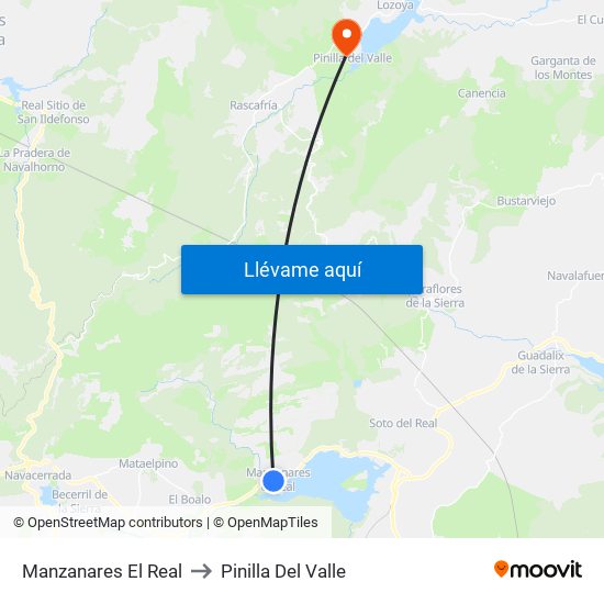 Manzanares El Real to Pinilla Del Valle map