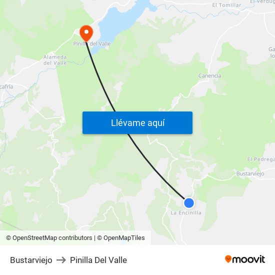 Bustarviejo to Pinilla Del Valle map