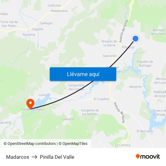 Madarcos to Pinilla Del Valle map