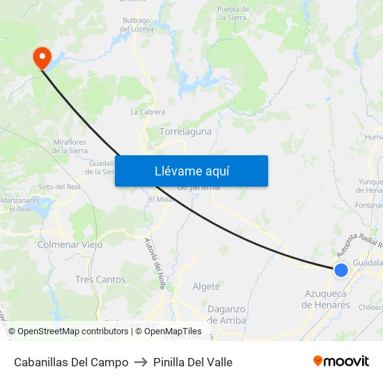 Cabanillas Del Campo to Pinilla Del Valle map