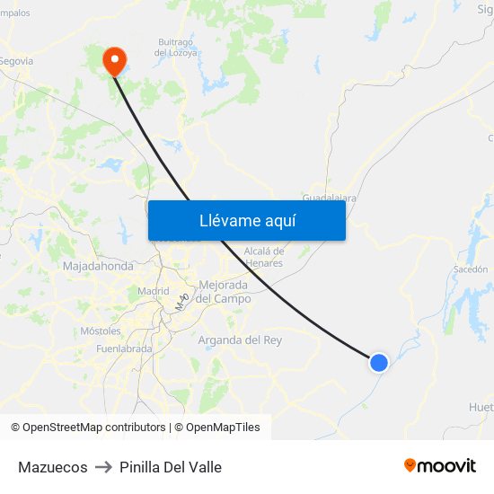 Mazuecos to Pinilla Del Valle map