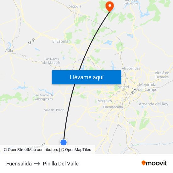 Fuensalida to Pinilla Del Valle map