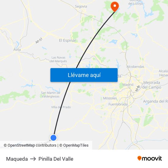 Maqueda to Pinilla Del Valle map