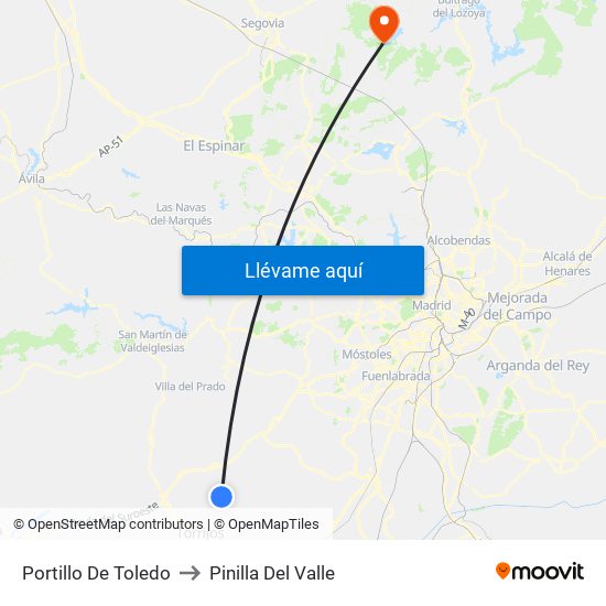 Portillo De Toledo to Pinilla Del Valle map