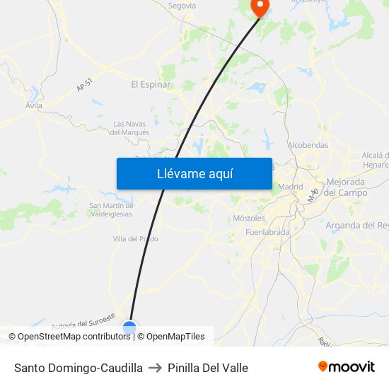 Santo Domingo-Caudilla to Pinilla Del Valle map